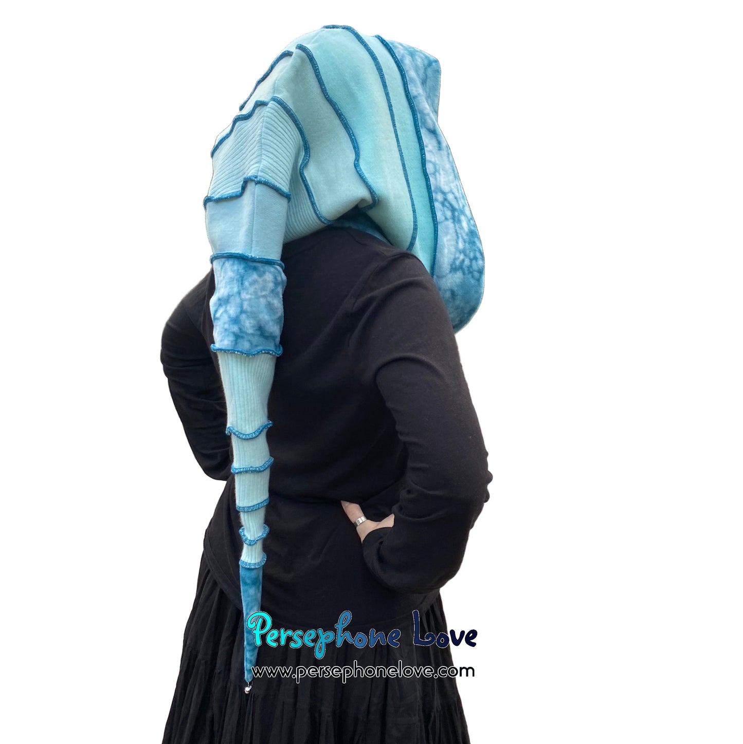 Katwise inspired felted 100% cashmere recycled sweater elf hat/hood-1801