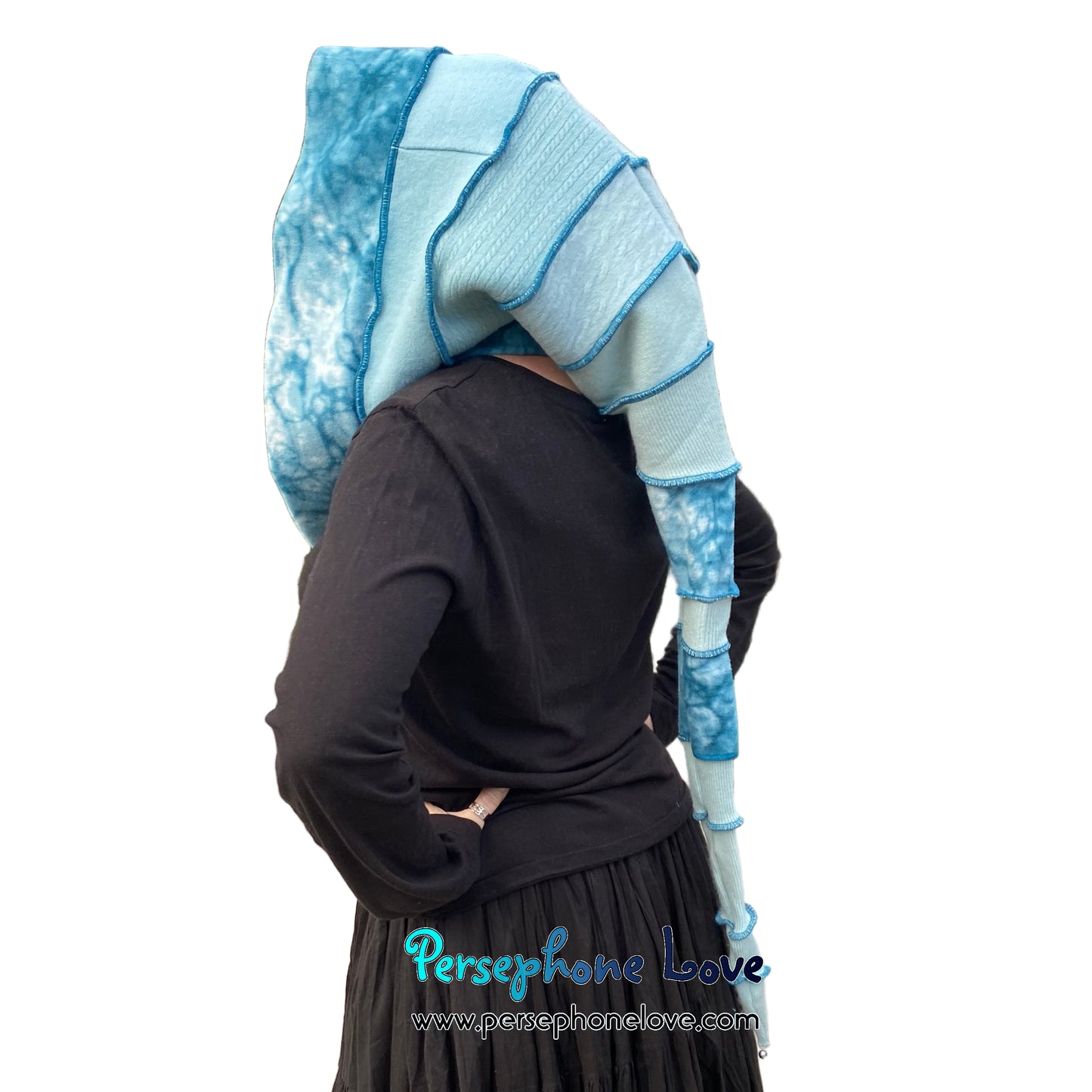 Katwise inspired felted 100% cashmere recycled sweater elf hat/hood-1802