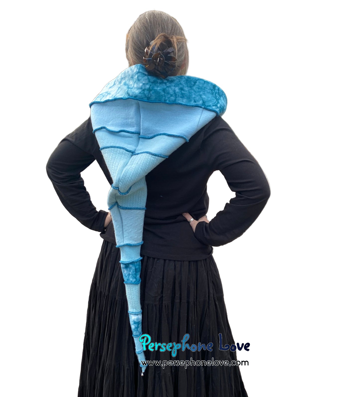 Katwise inspired felted 100% cashmere recycled sweater elf hat/hood-1803