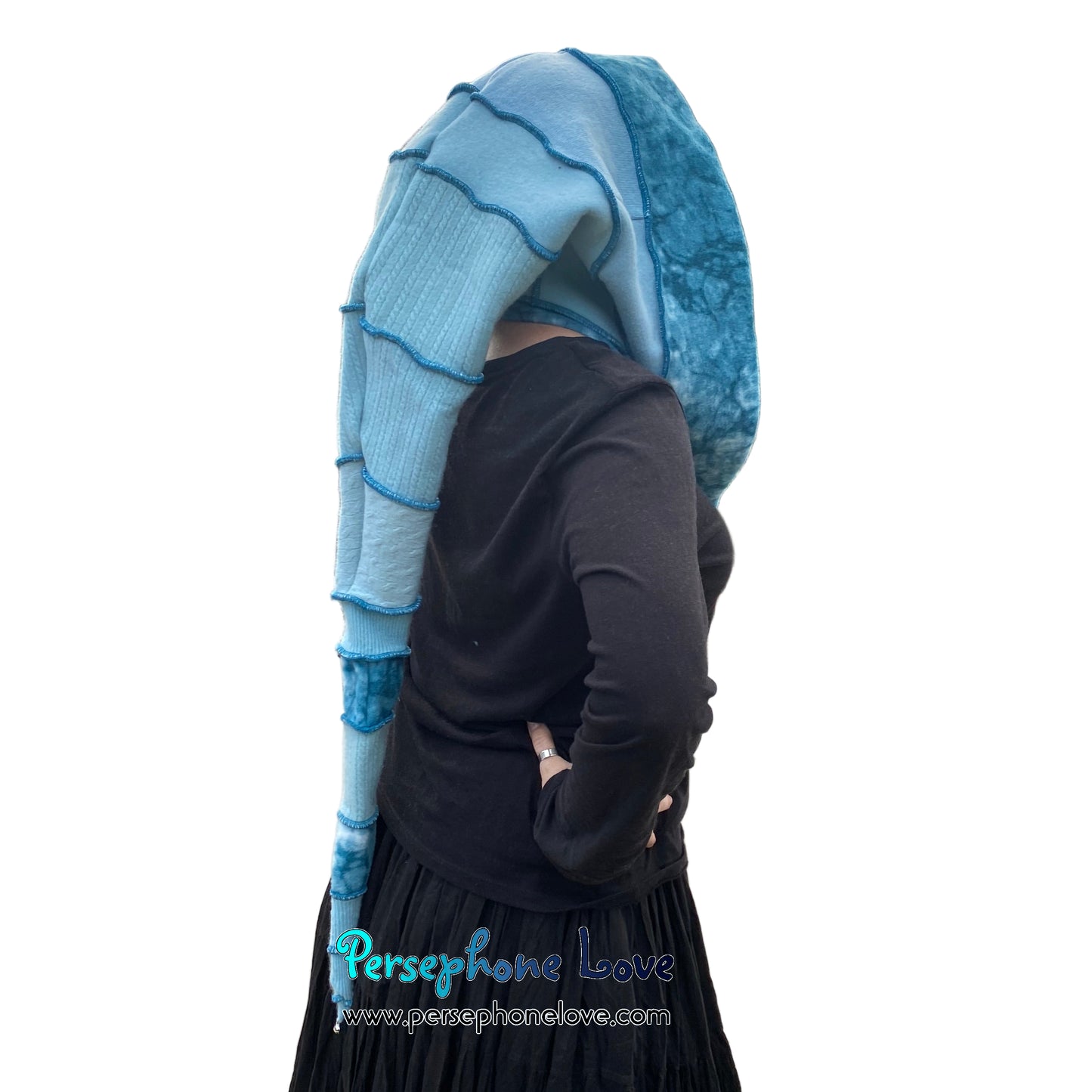 Katwise inspired felted 100% cashmere recycled sweater elf hat/hood-1803