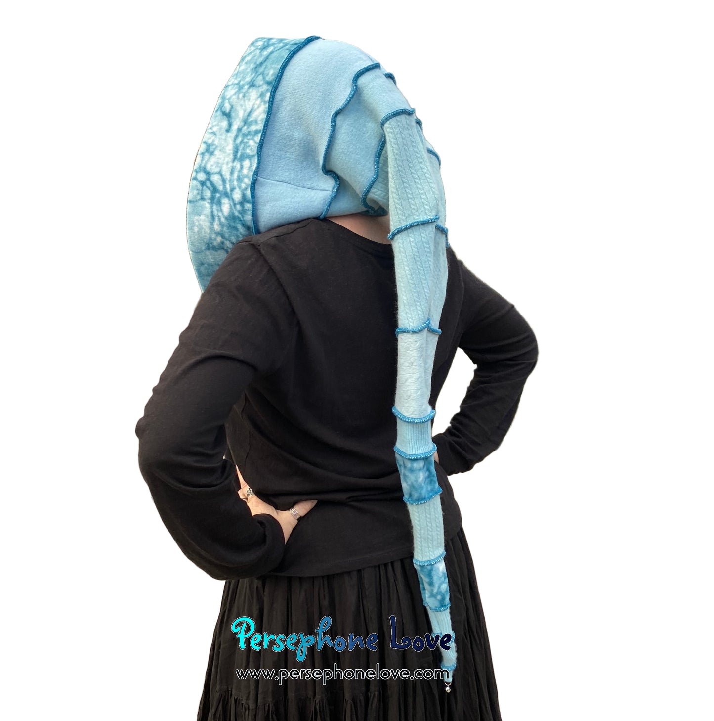 Katwise inspired felted 100% cashmere recycled sweater elf hat/hood-1803