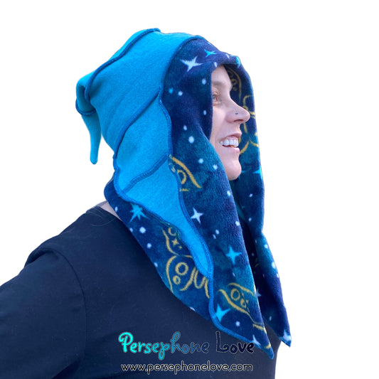Katwise inspired teal felted 100% cashmere pixie jester hat-1819