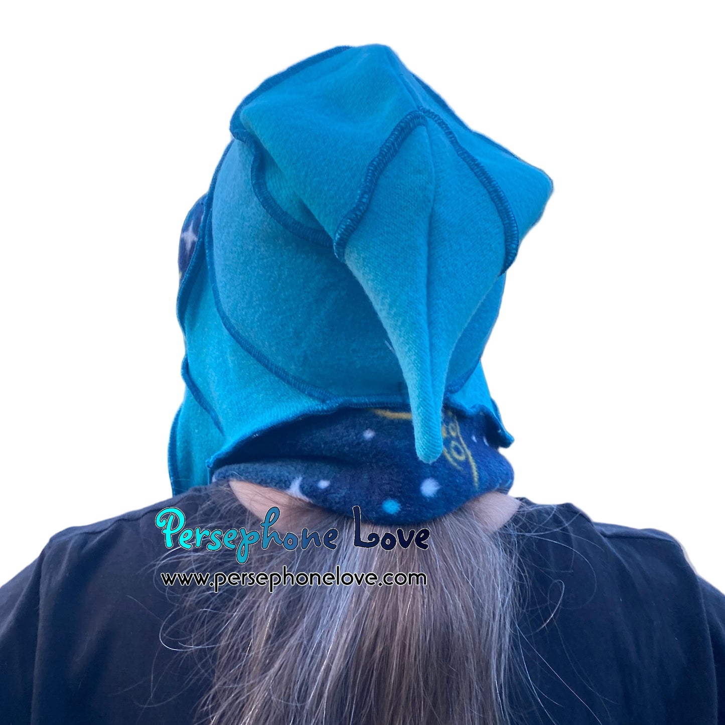 Katwise inspired teal felted 100% cashmere pixie jester hat-1819