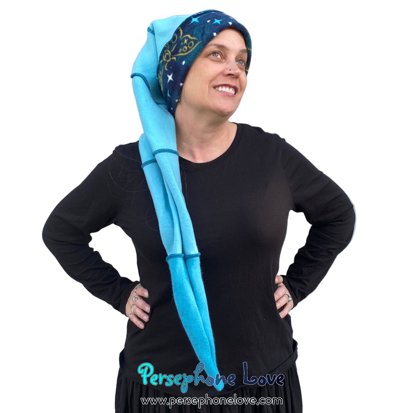 Katwise inspired felted 100% cashmere/fleece recycled sweater elf hat-1823