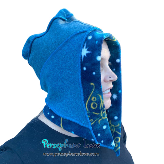 Katwise inspired teal felted 100% cashmere pixie jester hat-1824