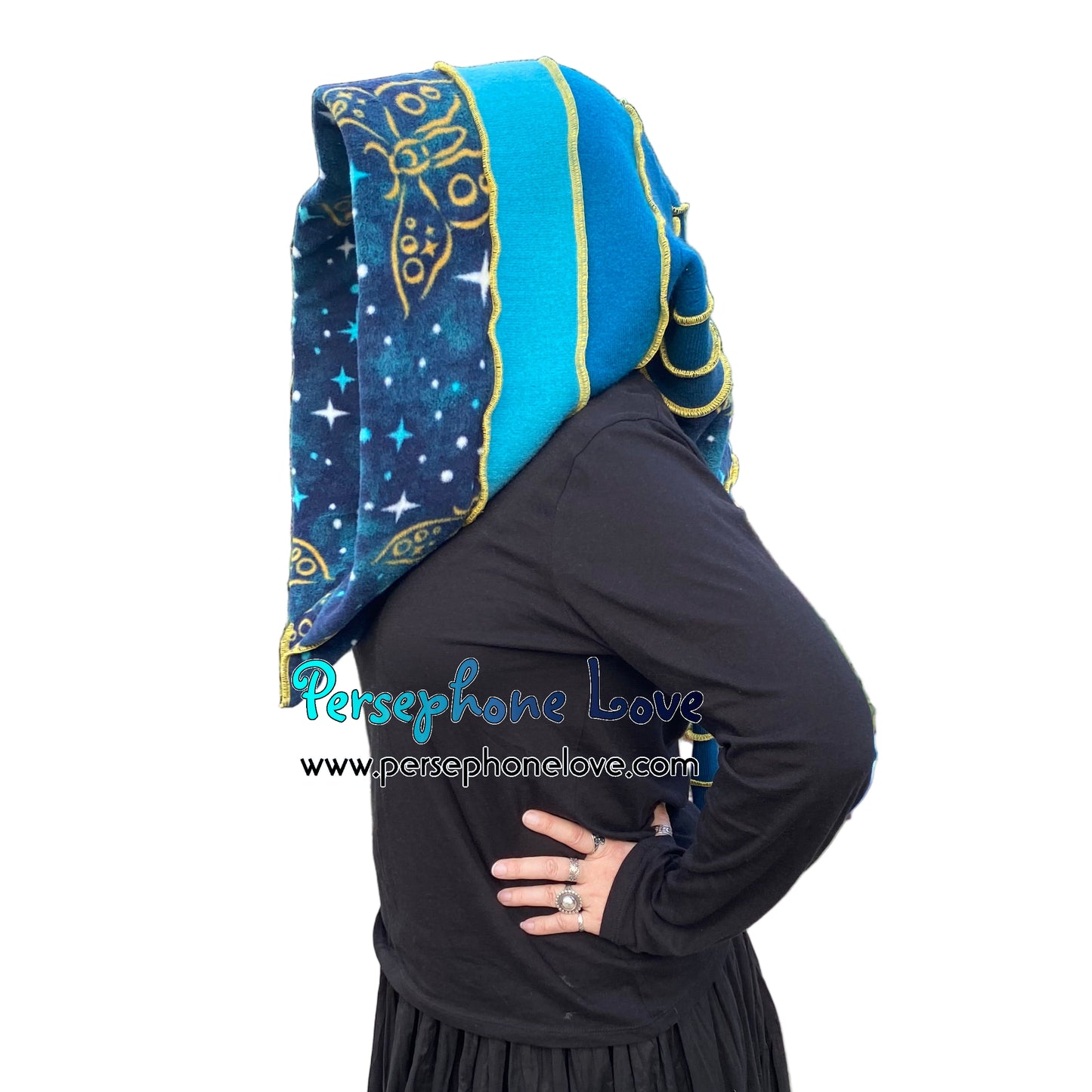 Katwise inspired felted 100% cashmere recycled sweater elf hat/hood-1826