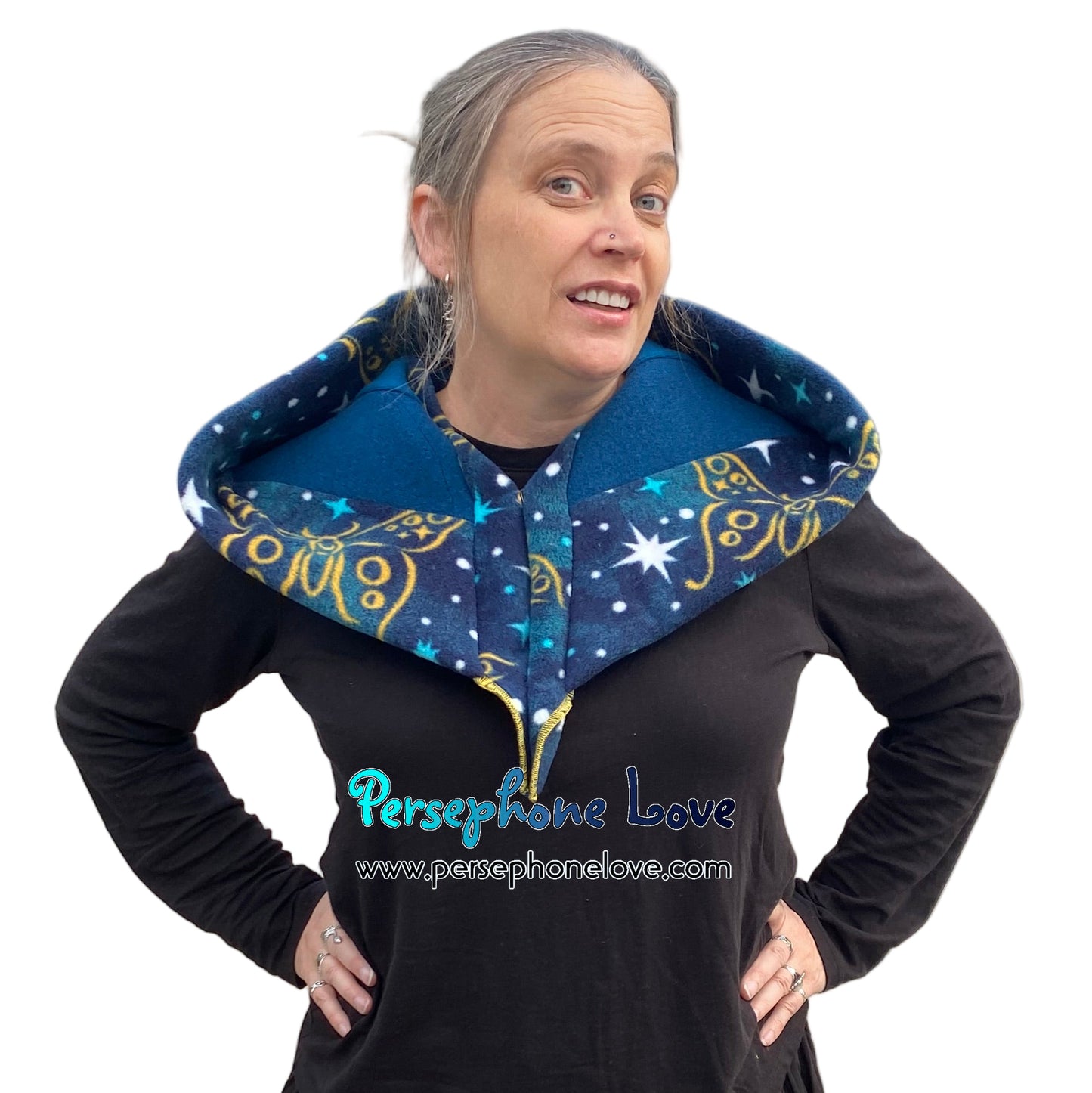 Katwise inspired felted 100% cashmere recycled sweater elf hat/hood-1827