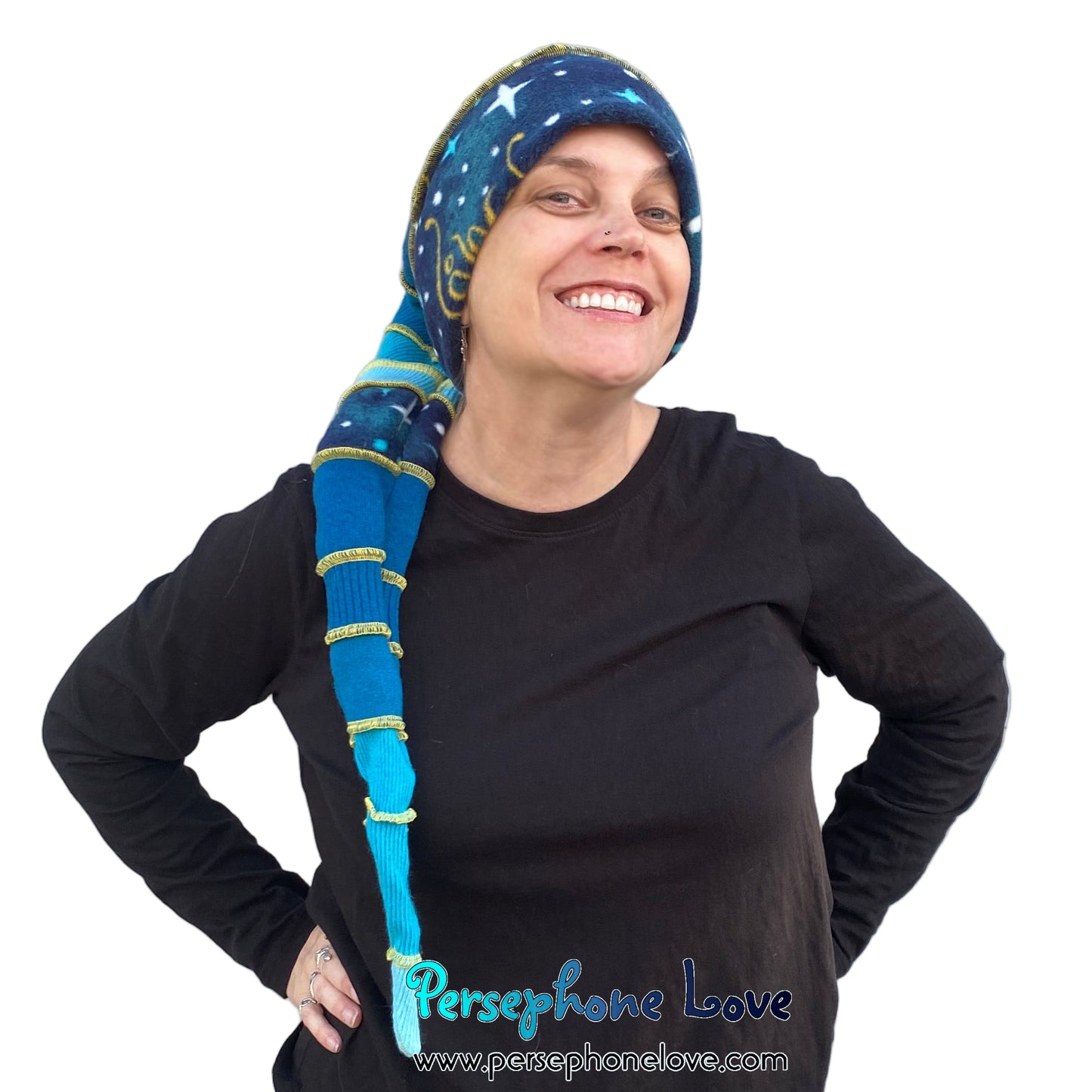 Katwise inspired felted 100% cashmere/fleece recycled sweater elf hat-1833