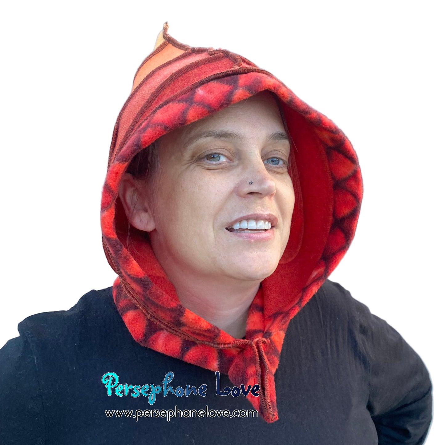 Machine felted 100% cashmere recycled sweater pixie elf hat/hood-1842