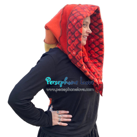Katwise inspired felted 100% cashmere recycled sweater elf hat/hood-1847