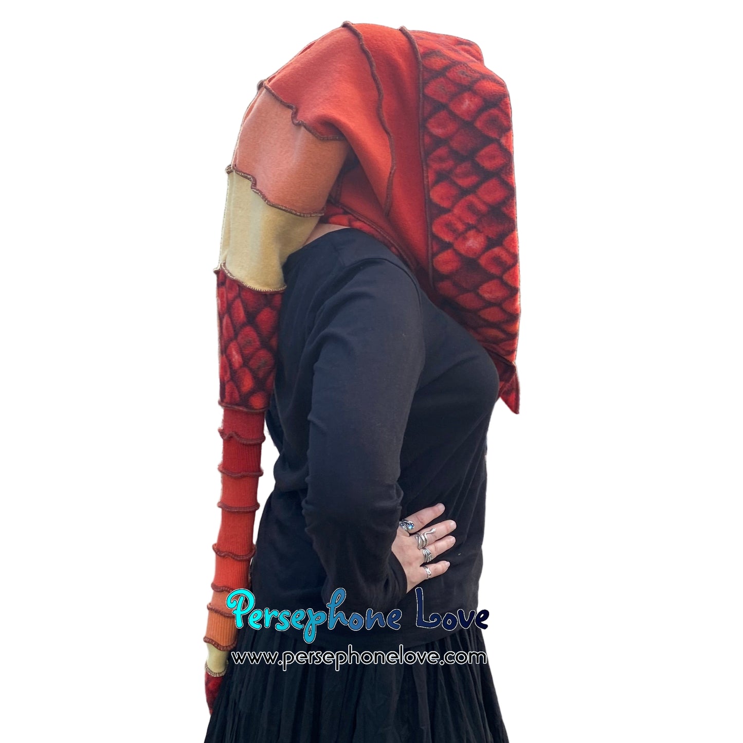 Katwise inspired felted 100% cashmere recycled sweater elf hat/hood-1847