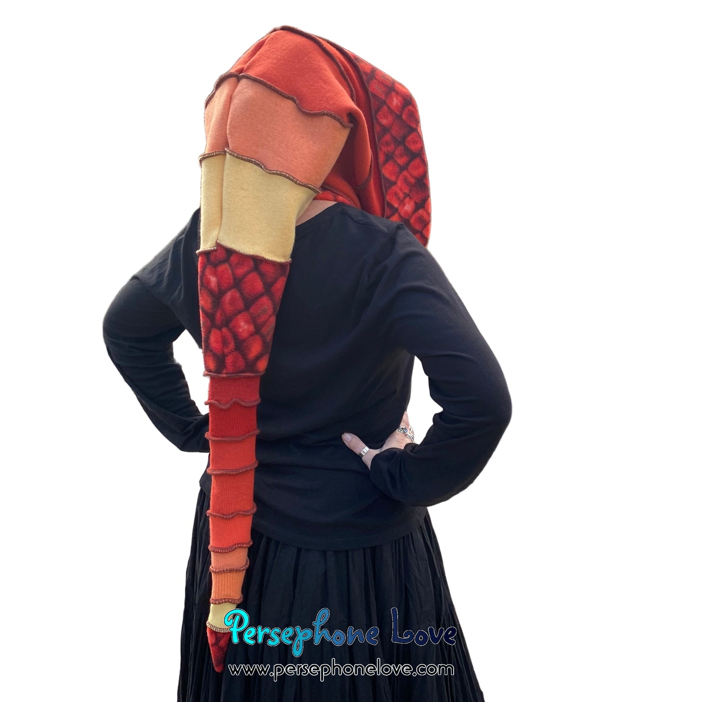Katwise inspired felted 100% cashmere recycled sweater elf hat/hood-1847