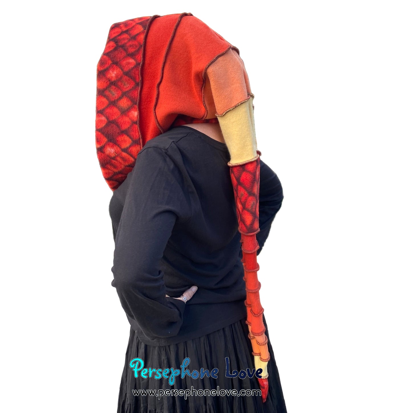 Katwise inspired felted 100% cashmere recycled sweater elf hat/hood-1847