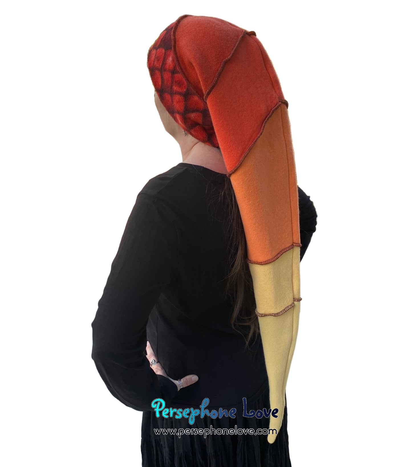 Katwise inspired felted 100% cashmere/fleece recycled sweater elf hat-1849