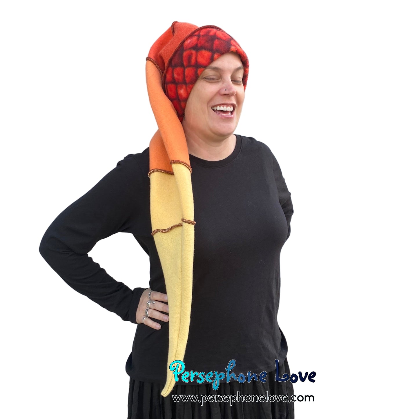 Katwise inspired felted 100% cashmere/fleece recycled sweater elf hat-1849