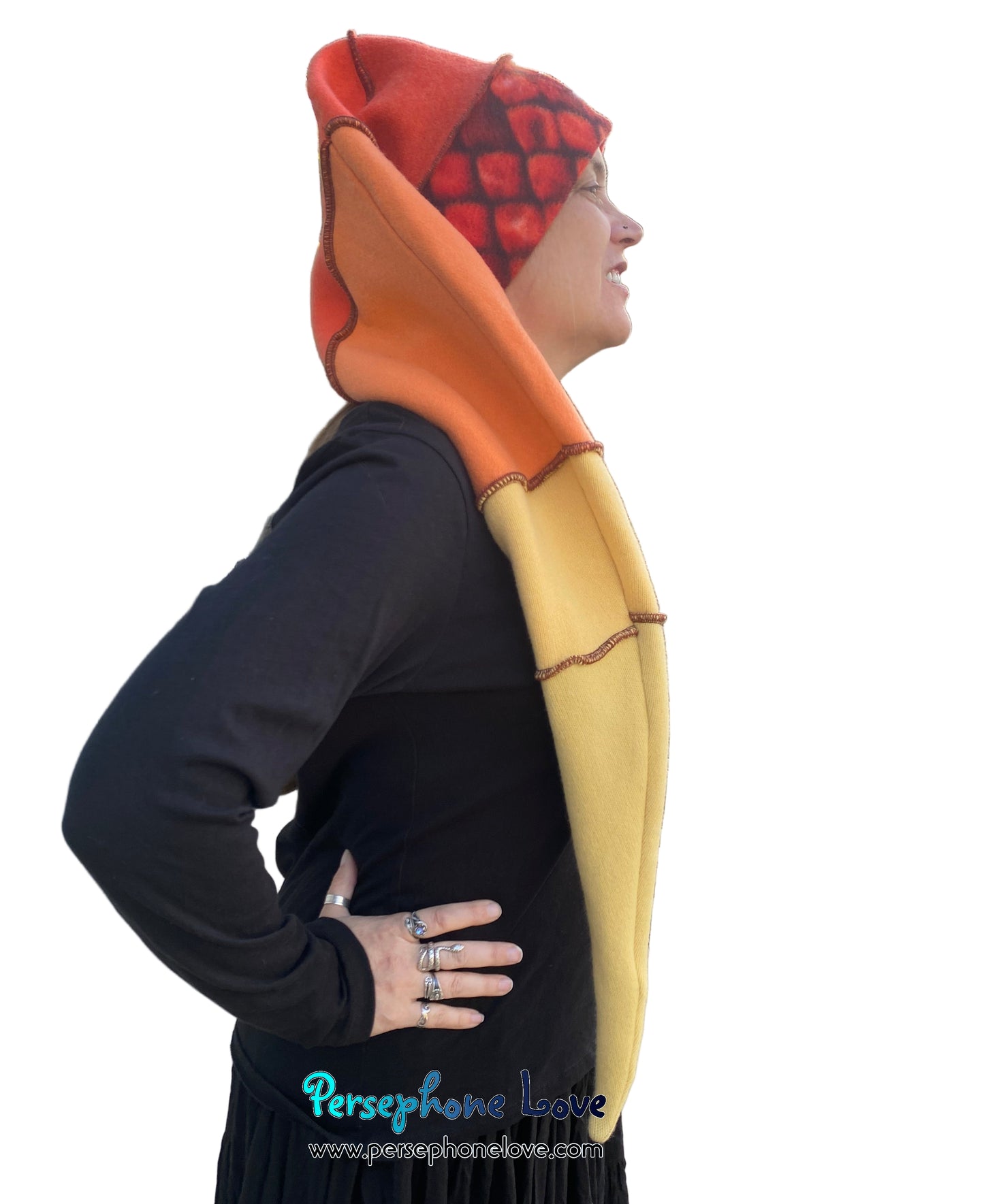 Katwise inspired felted 100% cashmere/fleece recycled sweater elf hat-1849