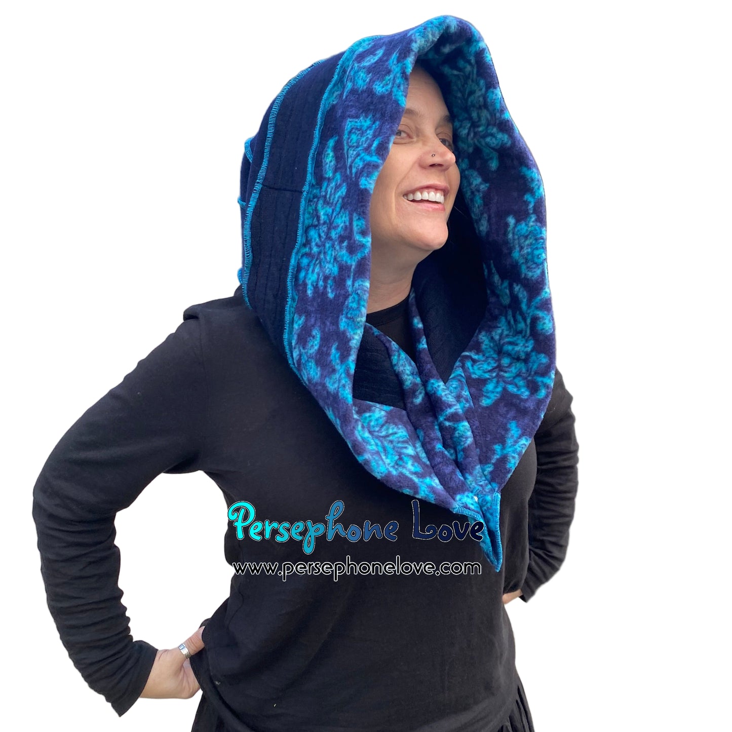Katwise inspired felted 100% cashmere recycled sweater elf hat/hood-1855