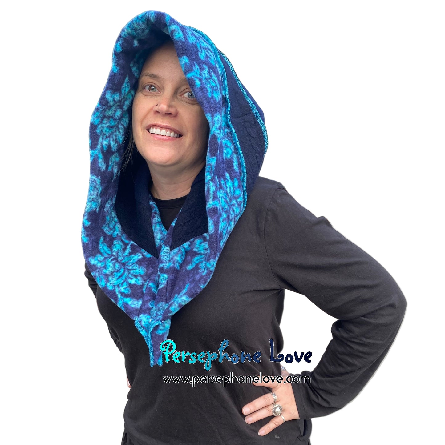 Katwise inspired felted 100% cashmere recycled sweater elf hat/hood-1855