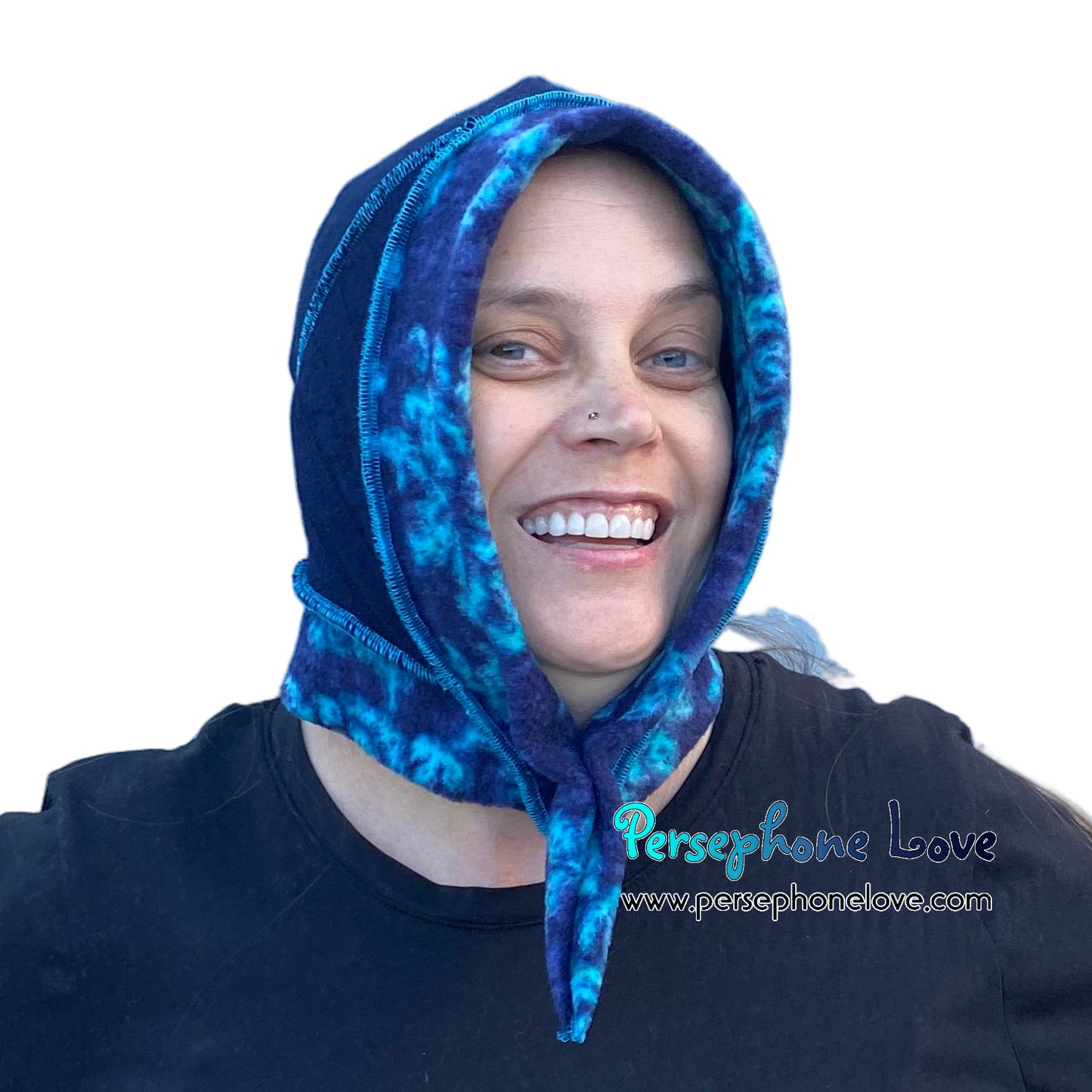 Katwise inspired blue felted 100% cashmere pixie jester hat-1856