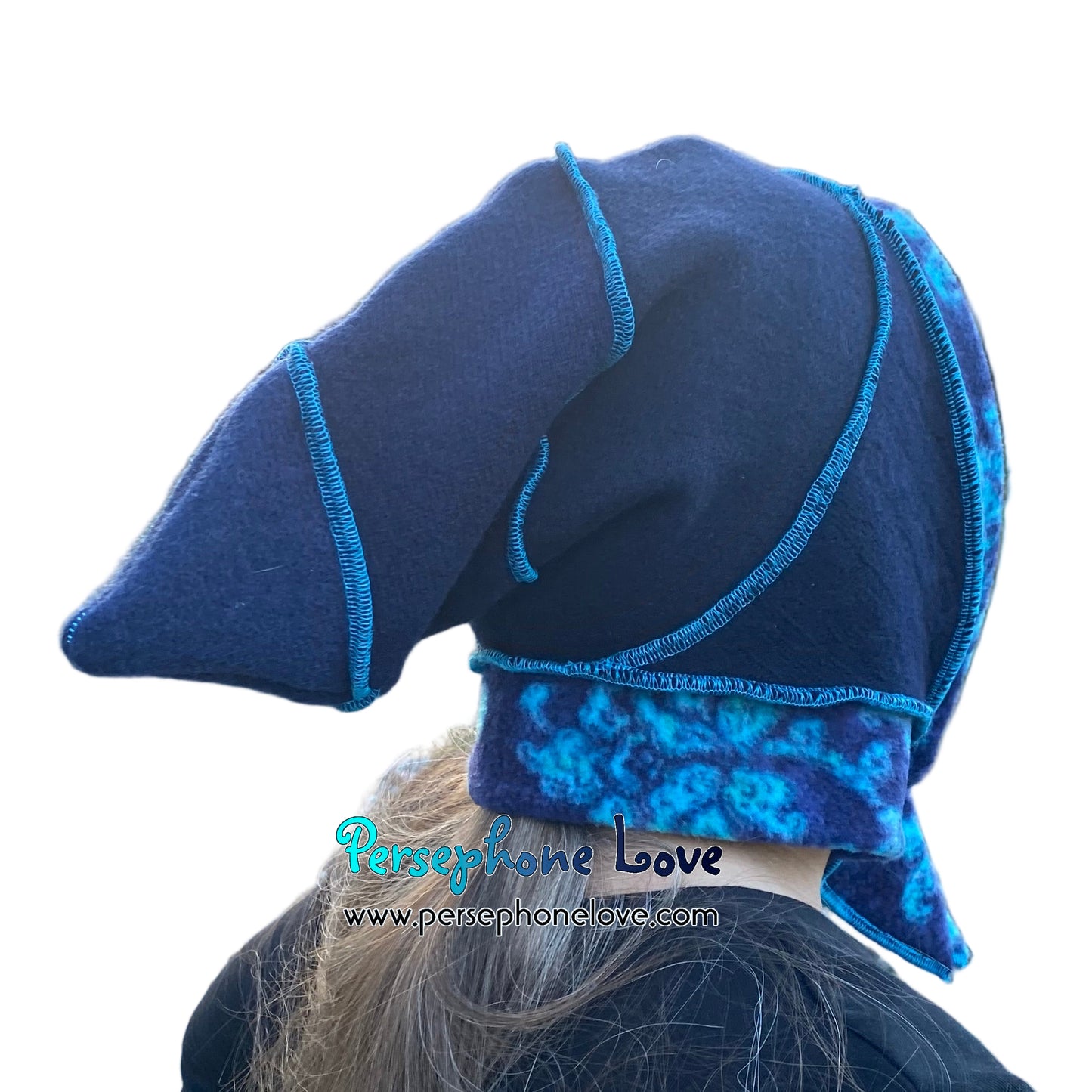 Katwise inspired blue felted 100% cashmere pixie jester hat-1856