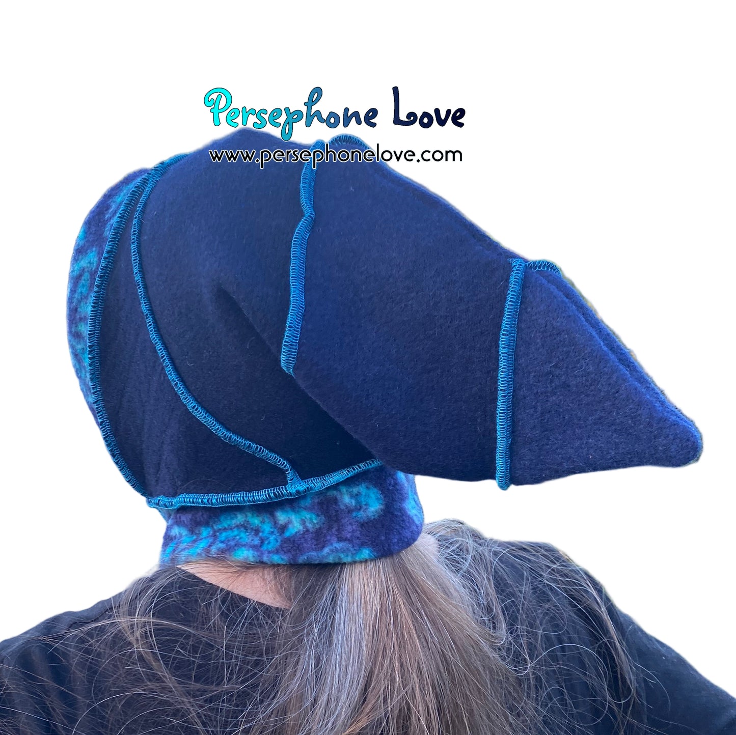 Katwise inspired blue felted 100% cashmere pixie jester hat-1856