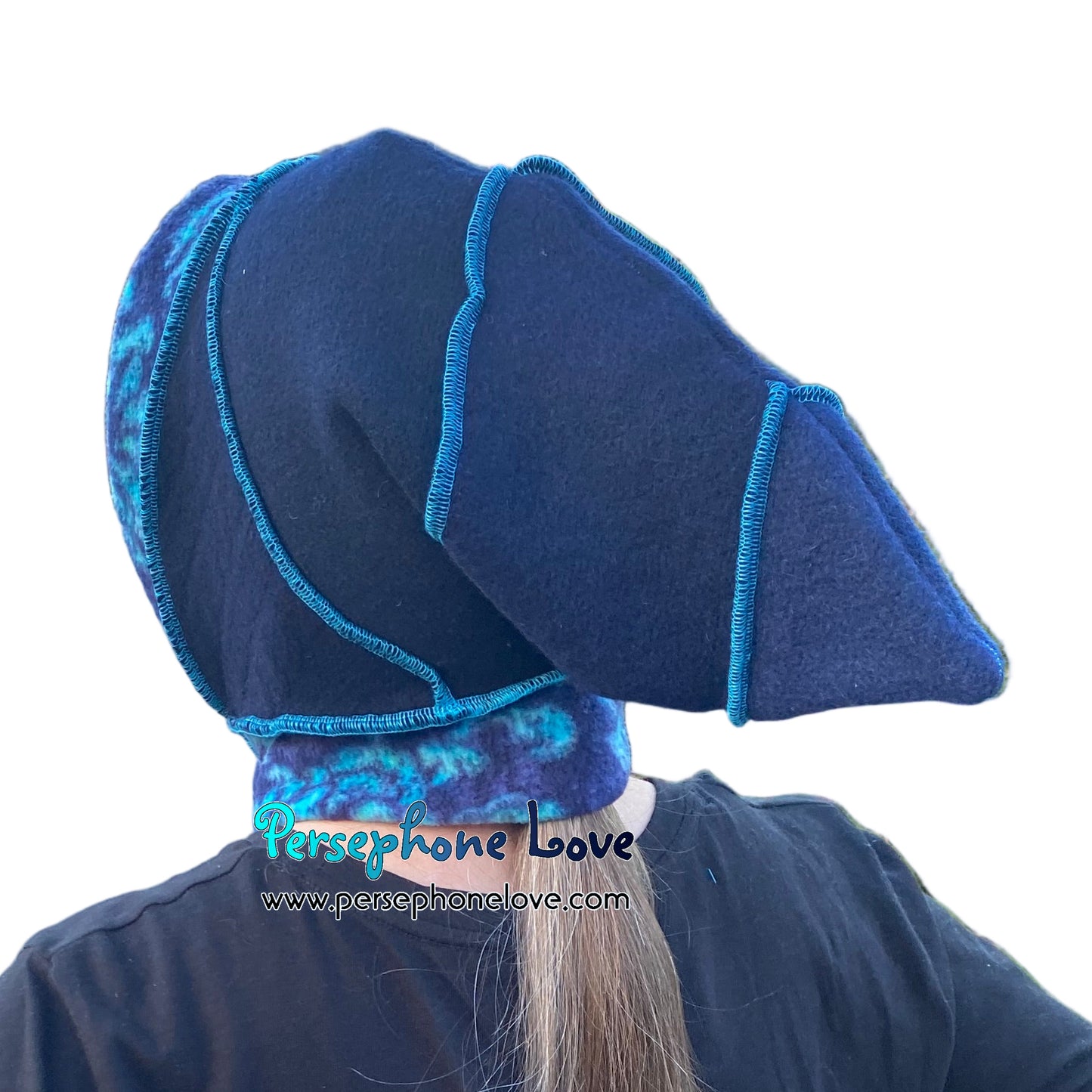 Katwise inspired blue felted 100% cashmere pixie jester hat-1856