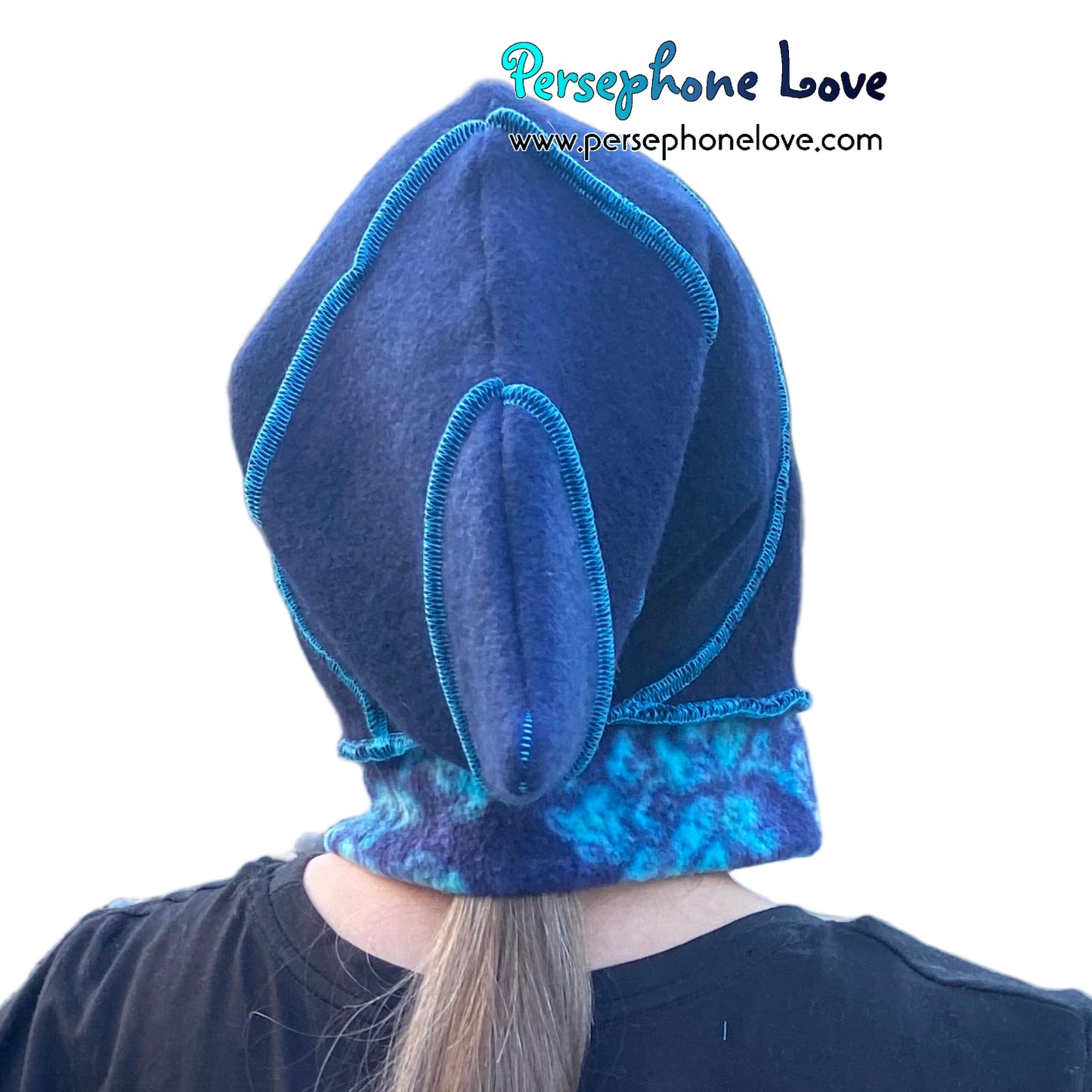 Katwise inspired blue felted 100% cashmere pixie jester hat-1856