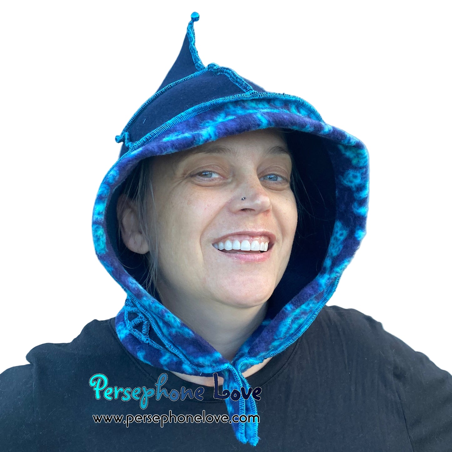 Machine felted 100% cashmere recycled sweater pixie elf hat/hood-1863