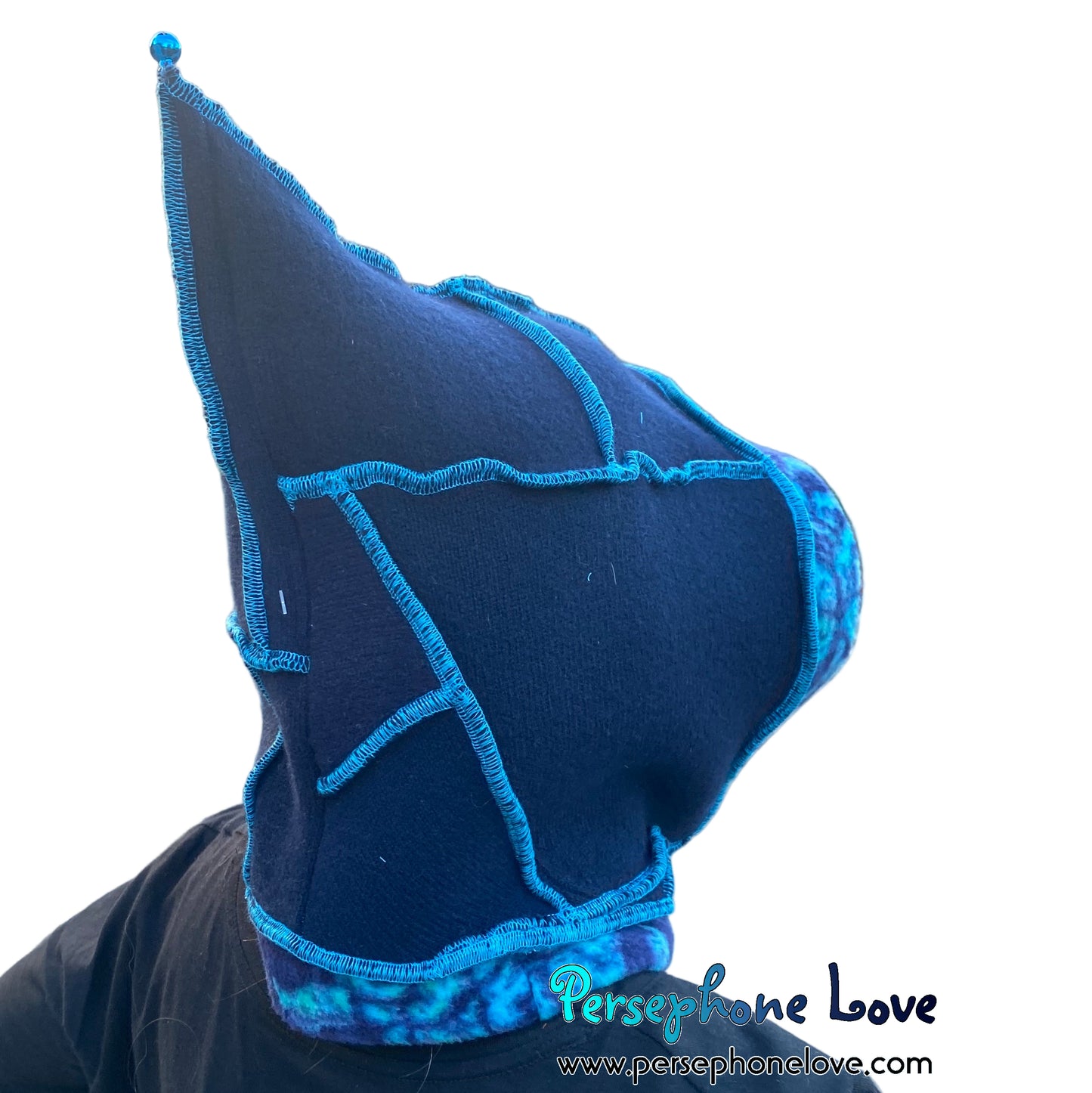 Machine felted 100% cashmere recycled sweater pixie elf hat/hood-1863