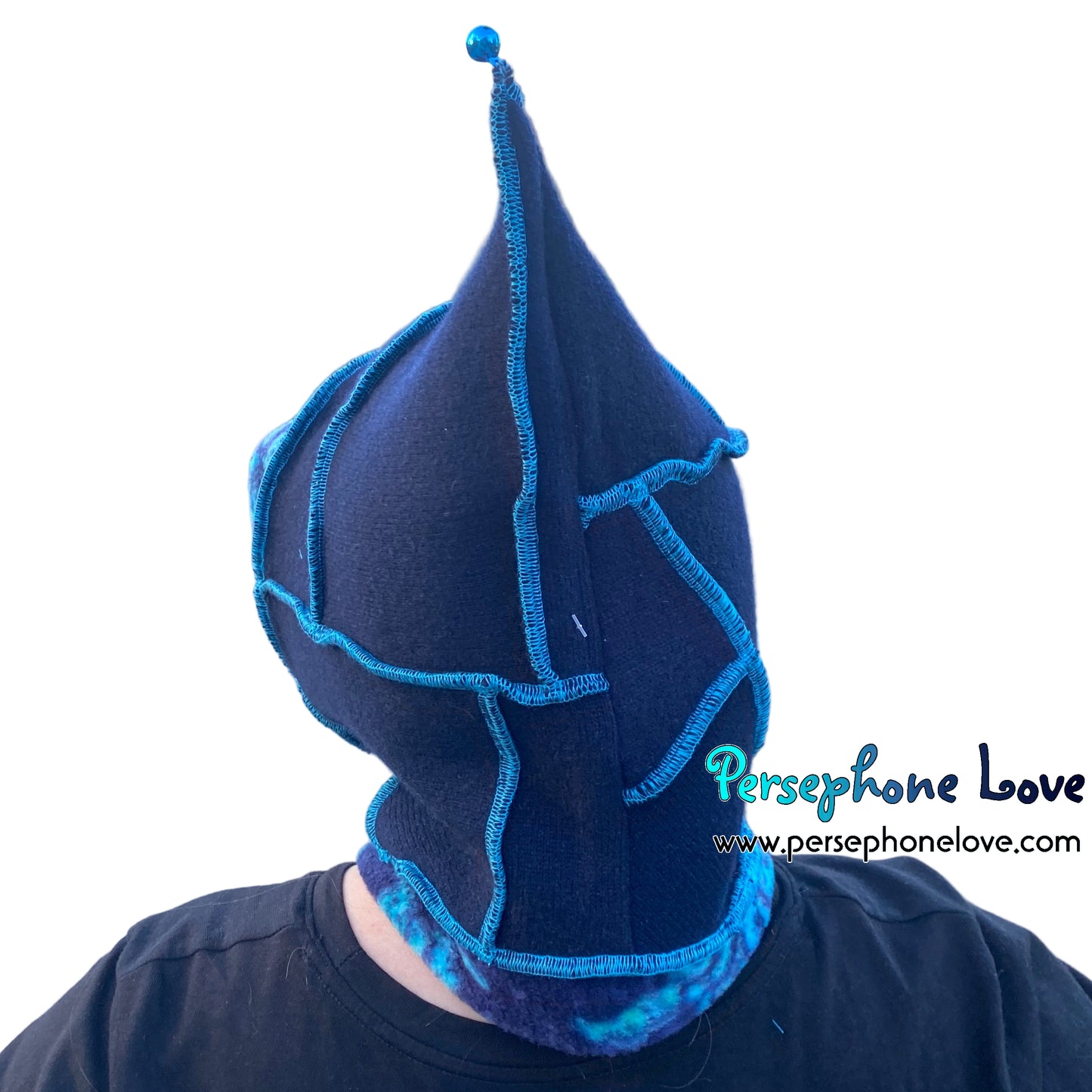 Machine felted 100% cashmere recycled sweater pixie elf hat/hood-1863