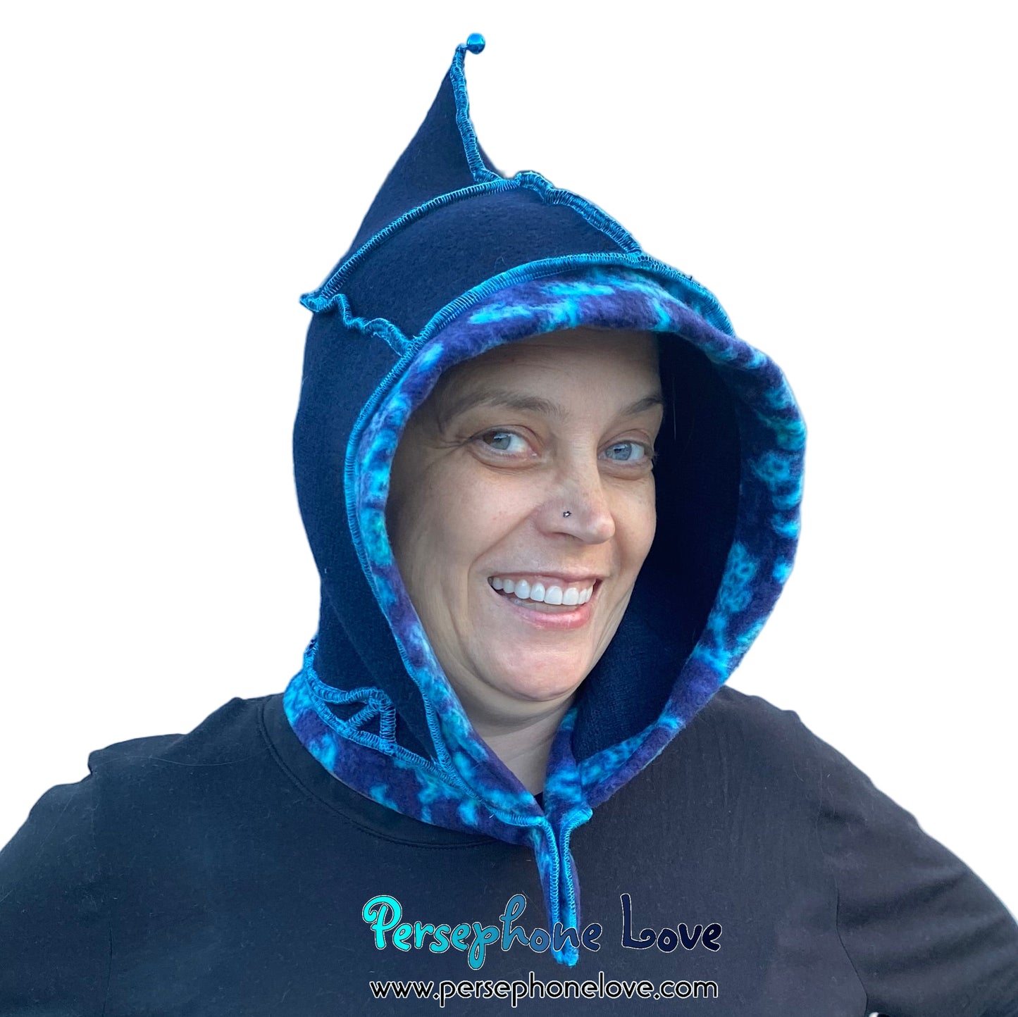Machine felted 100% cashmere recycled sweater pixie elf hat/hood-1863
