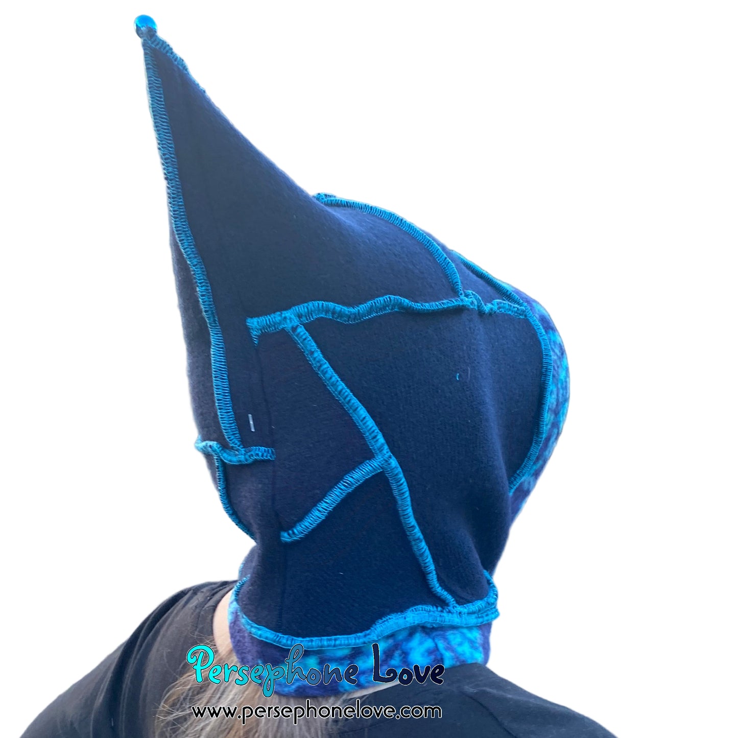 Machine felted 100% cashmere recycled sweater pixie elf hat/hood-1863