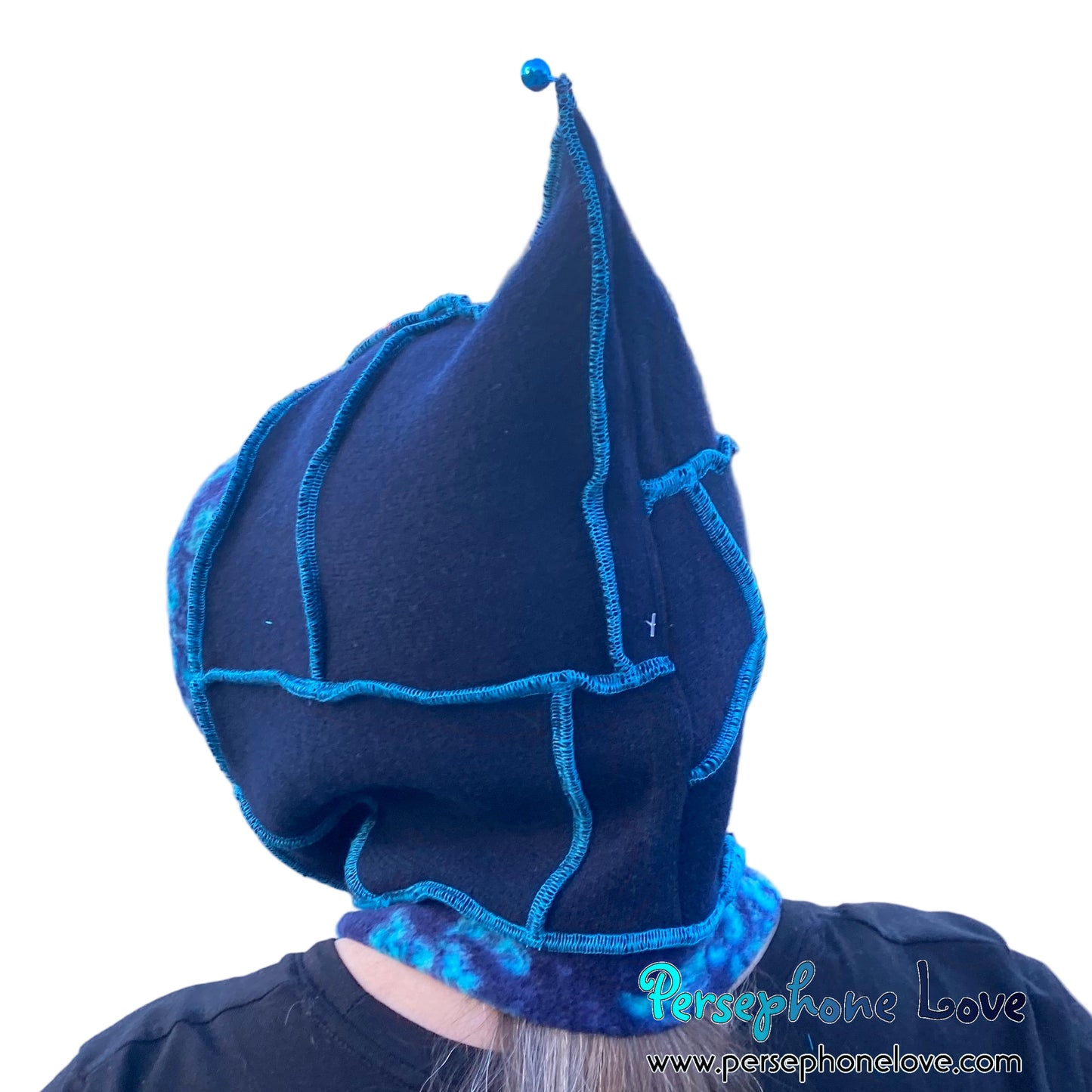 Machine felted 100% cashmere recycled sweater pixie elf hat/hood-1863