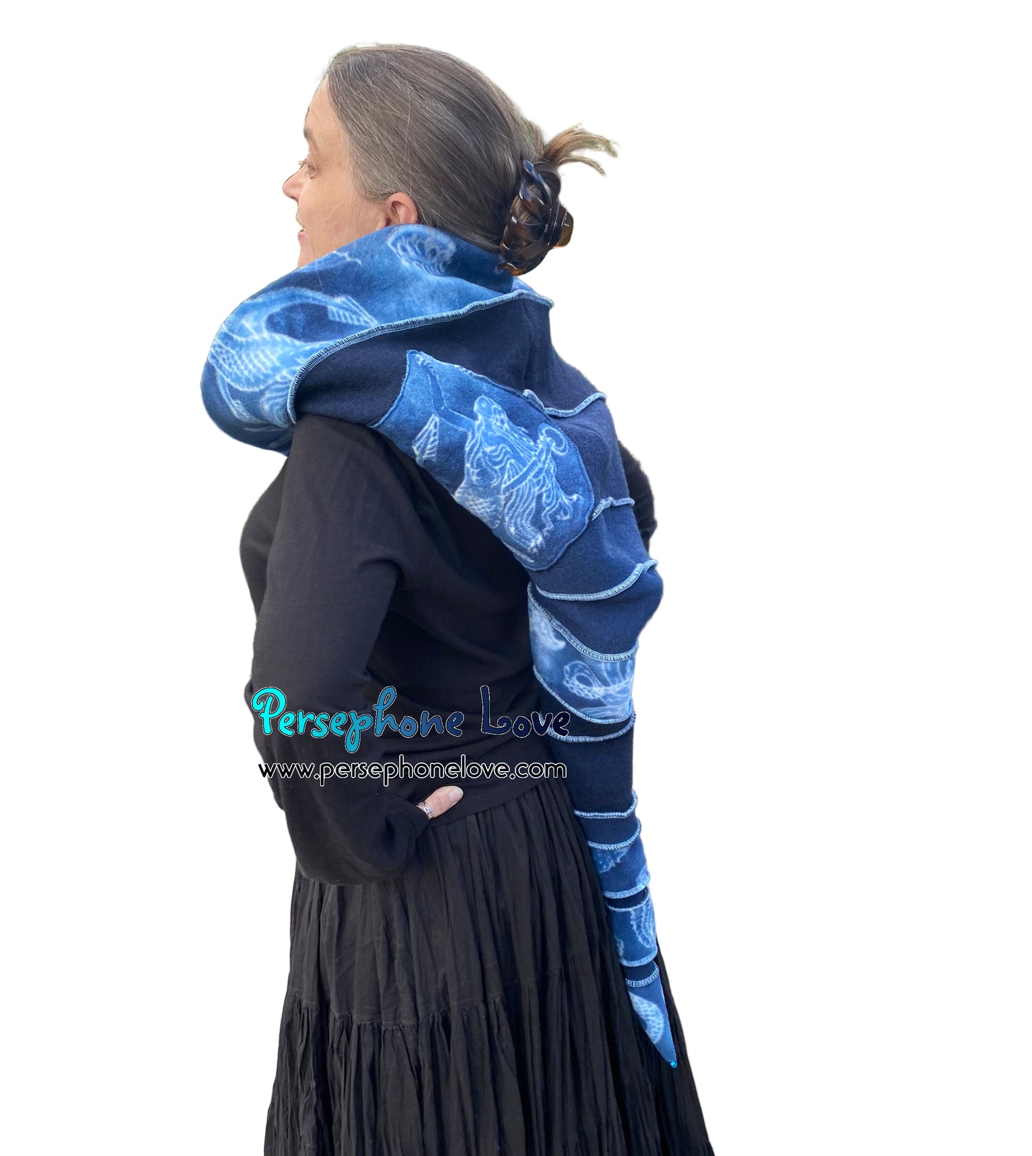 Katwise inspired felted 100% merino wool recycled sweater elf hat/hood-1868