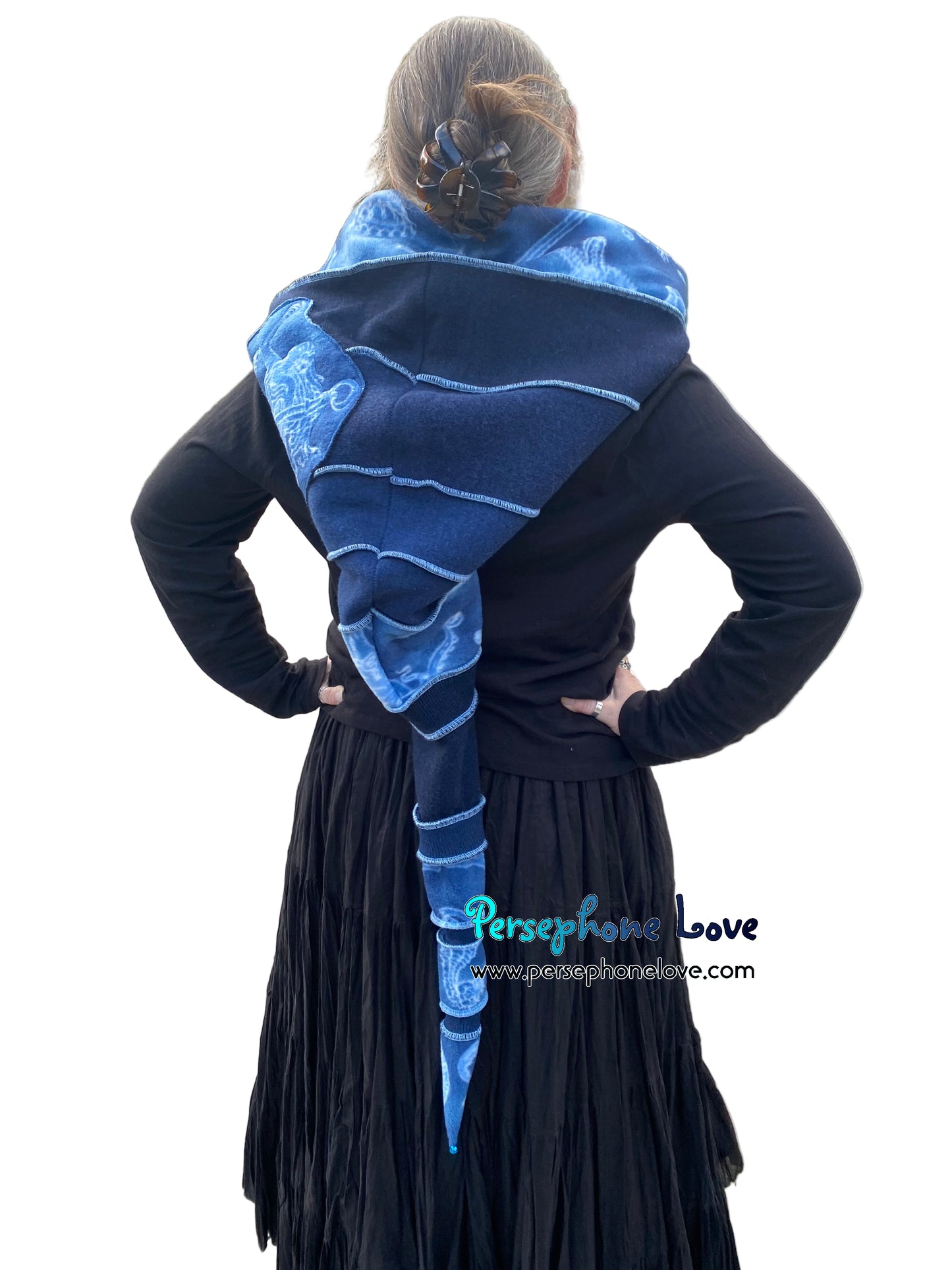 Katwise inspired felted 100% merino wool recycled sweater elf hat/hood-1868