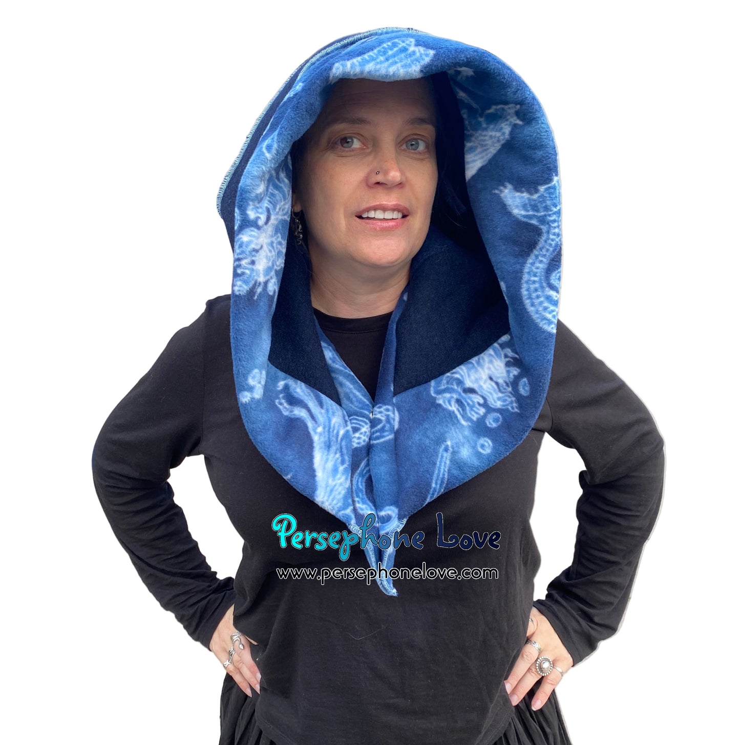 Katwise inspired felted 100% merino wool recycled sweater elf hat/hood-1868