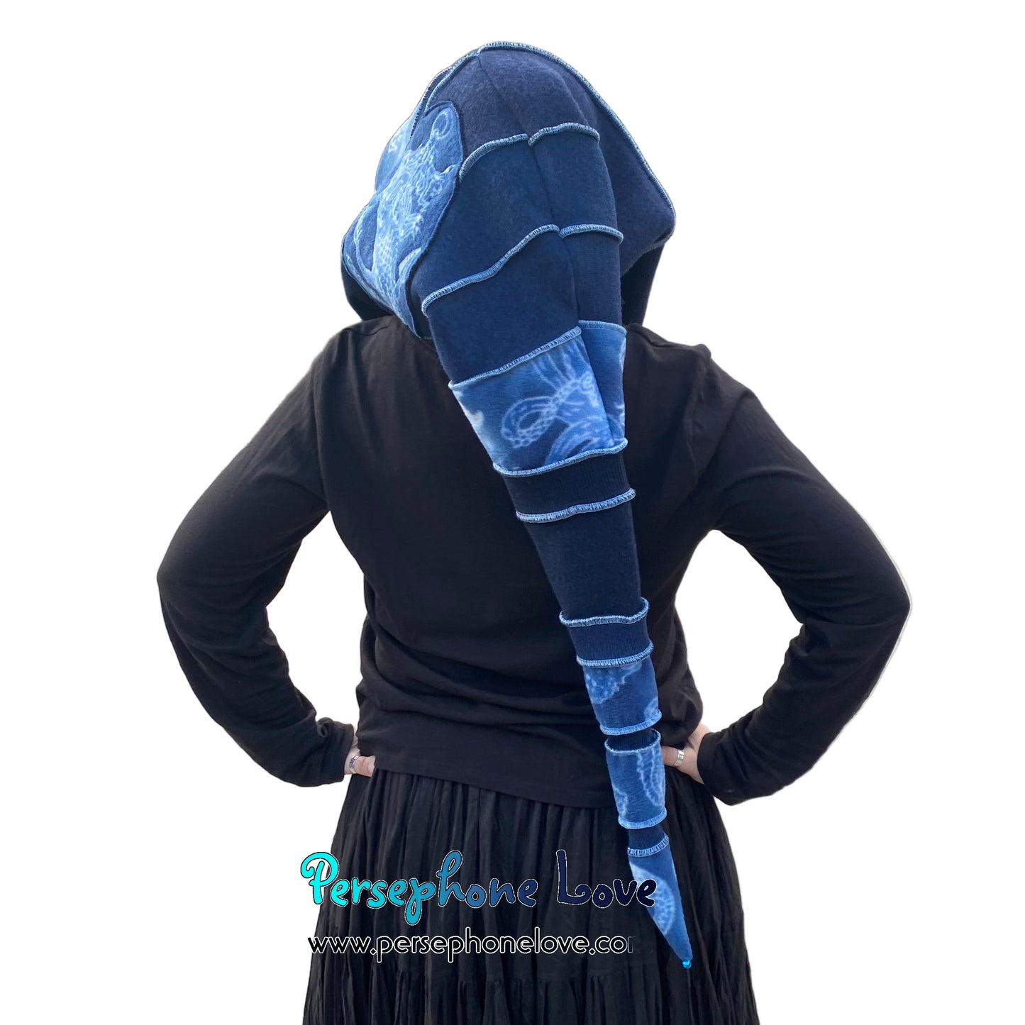 Katwise inspired felted 100% merino wool recycled sweater elf hat/hood-1868