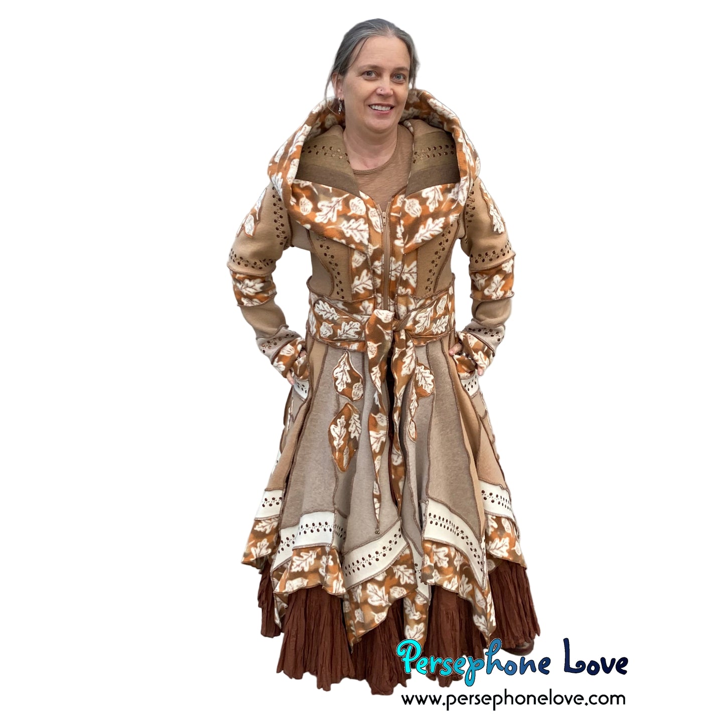 "Tomorrow" Beige pixie felted cashmere/fleece Katwise-inspired sequin sweatercoat-2585