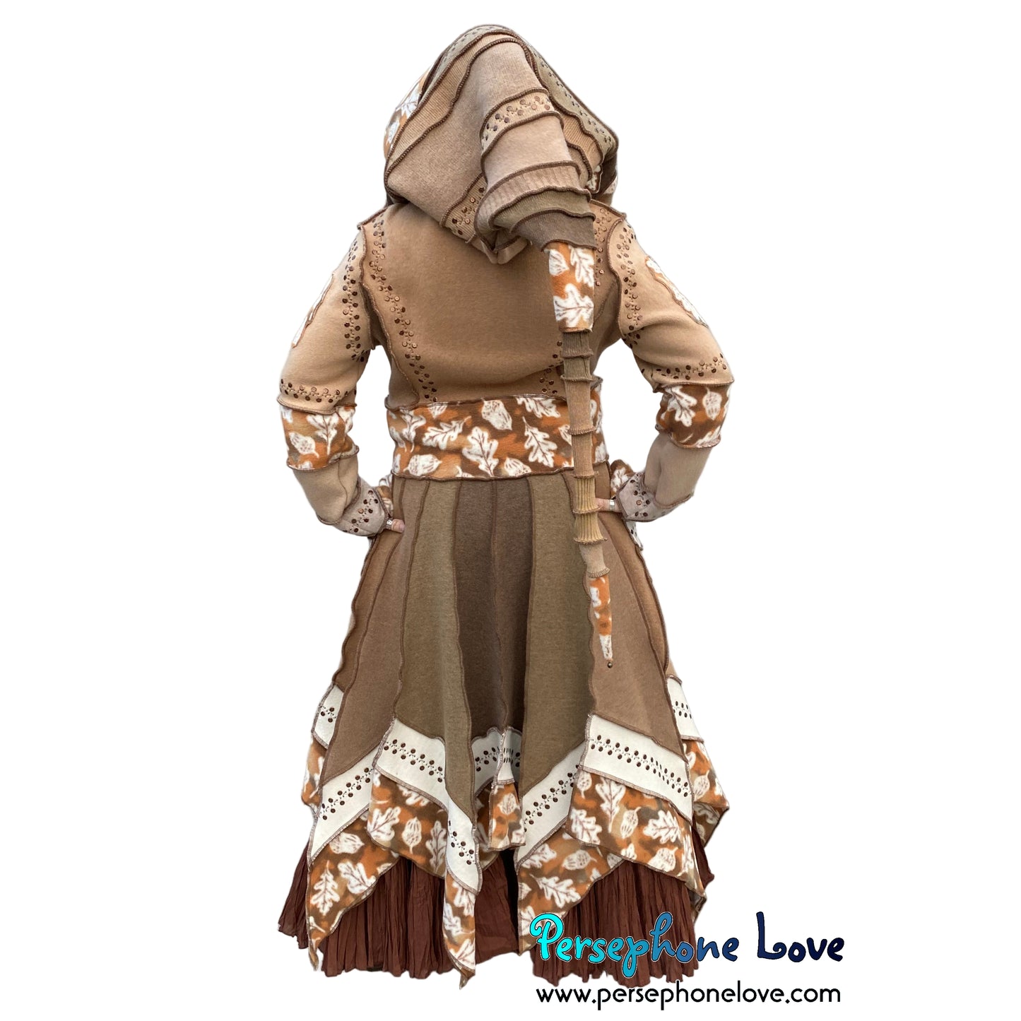 "Tomorrow" Beige pixie felted cashmere/fleece Katwise-inspired sequin sweatercoat-2585