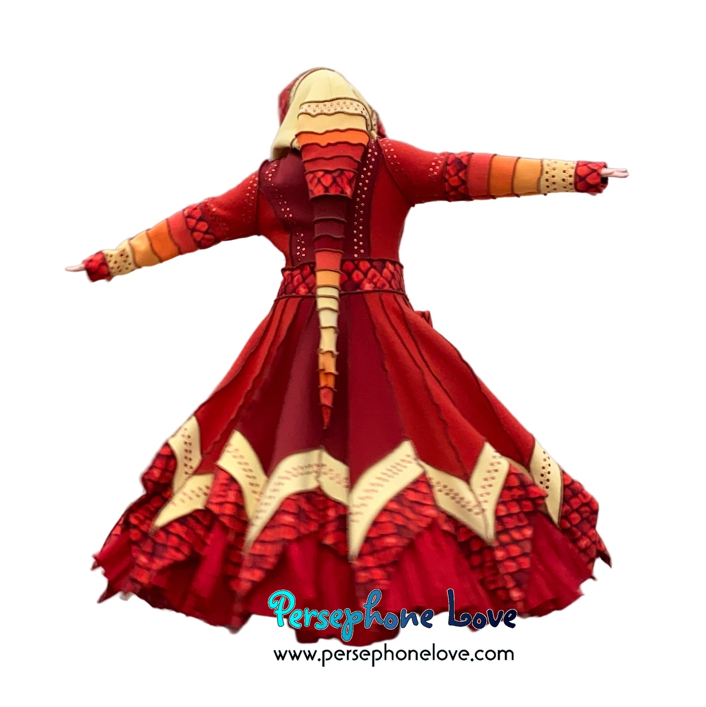 "Dragon" Flames pixie felted cashmere/fleece Katwise-inspired sequin sweatercoat-2591