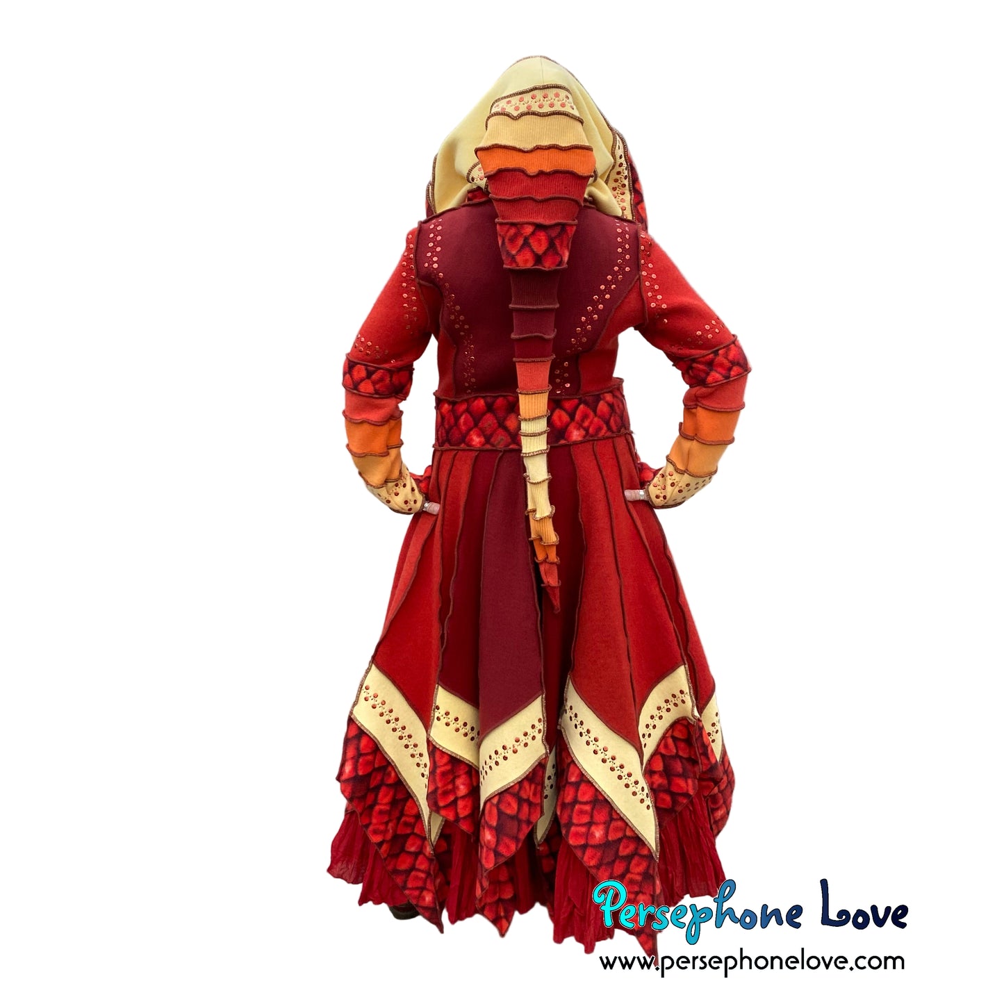 "Dragon" Flames pixie felted cashmere/fleece Katwise-inspired sequin sweatercoat-2591
