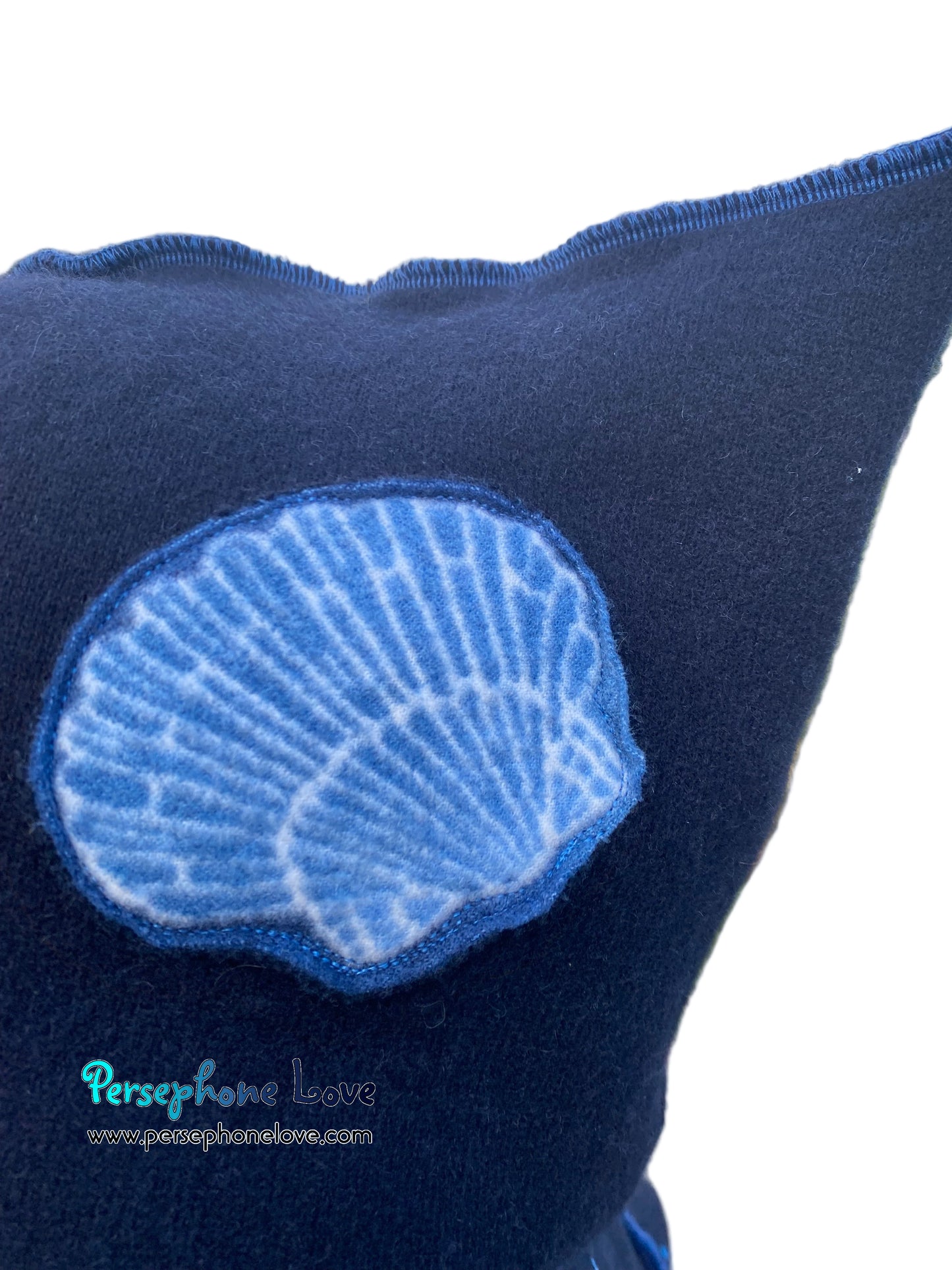 "Atlantis" Blue pixie felted cashmere/fleece sequin hooded bolero-2593