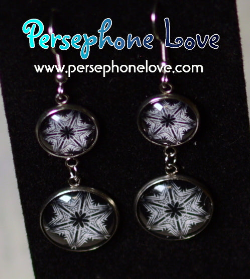 Winter holiday glass cabochon necklace earring bracelet set-1196