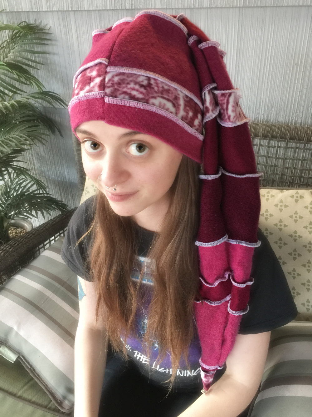 Katwise-inspired pink felted cashmere/wool pixie elf hat-1321
