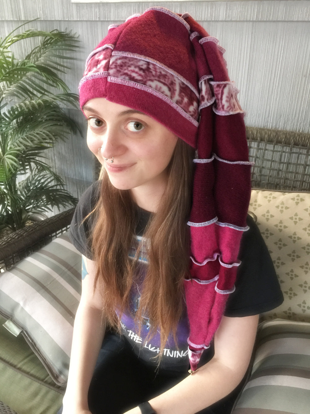 Katwise-inspired pink felted cashmere/wool pixie elf hat-1321