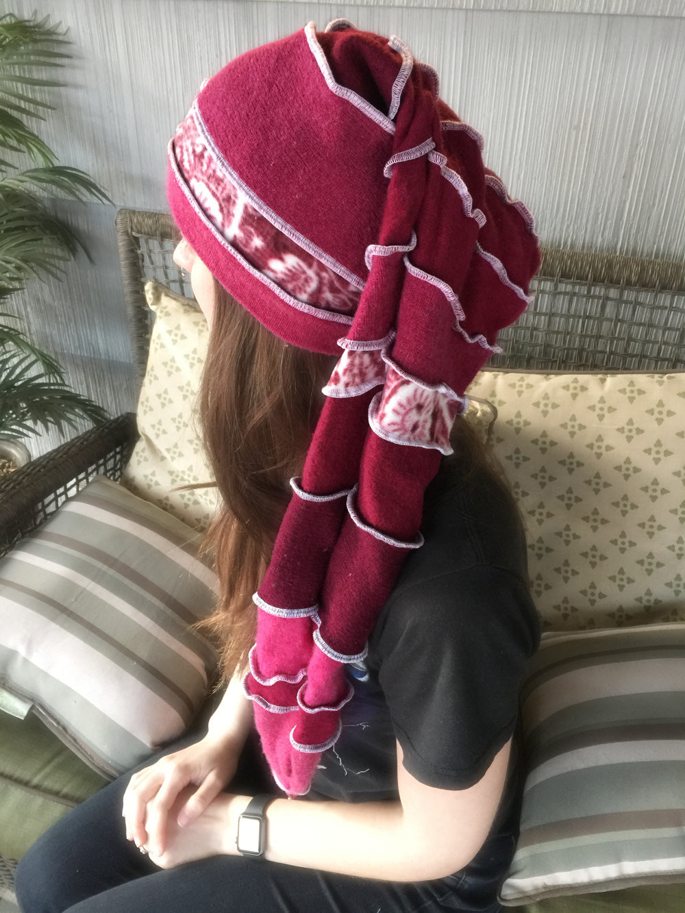 Katwise-inspired pink felted cashmere/wool pixie elf hat-1321
