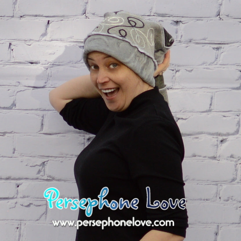 Katwise-inspired grey felted cashmere/wool recycled patchwork sweater elf hat-1347