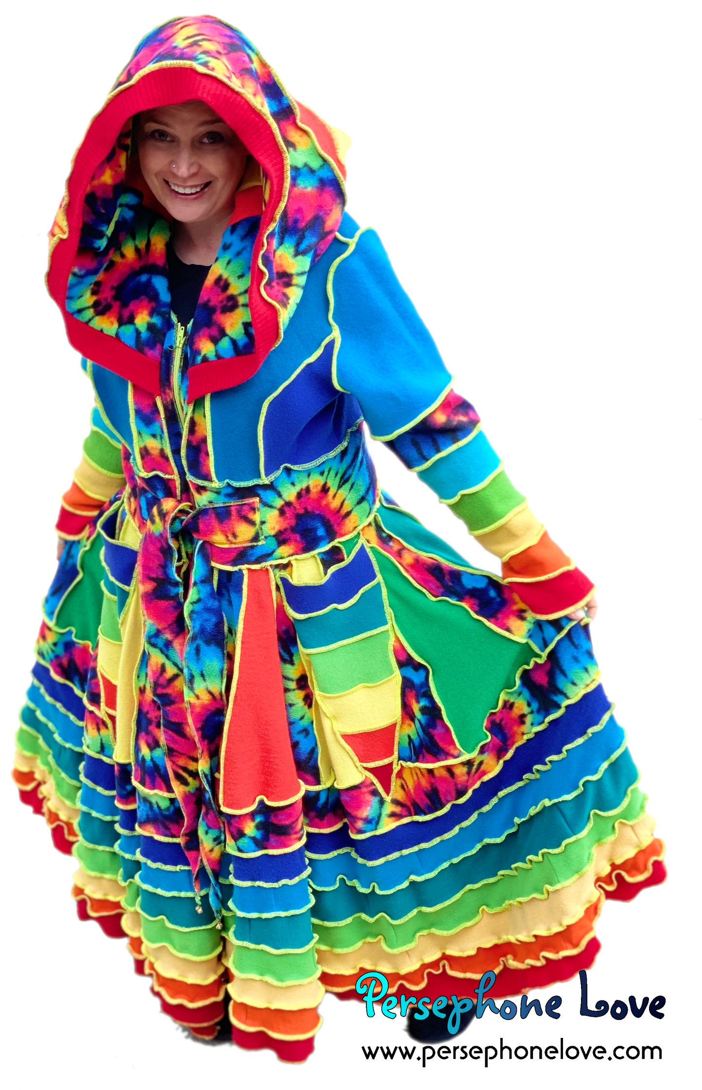 "Rainbow Rebel" felted cashmere/fleece Katwise-inspired sweatercoat-2528