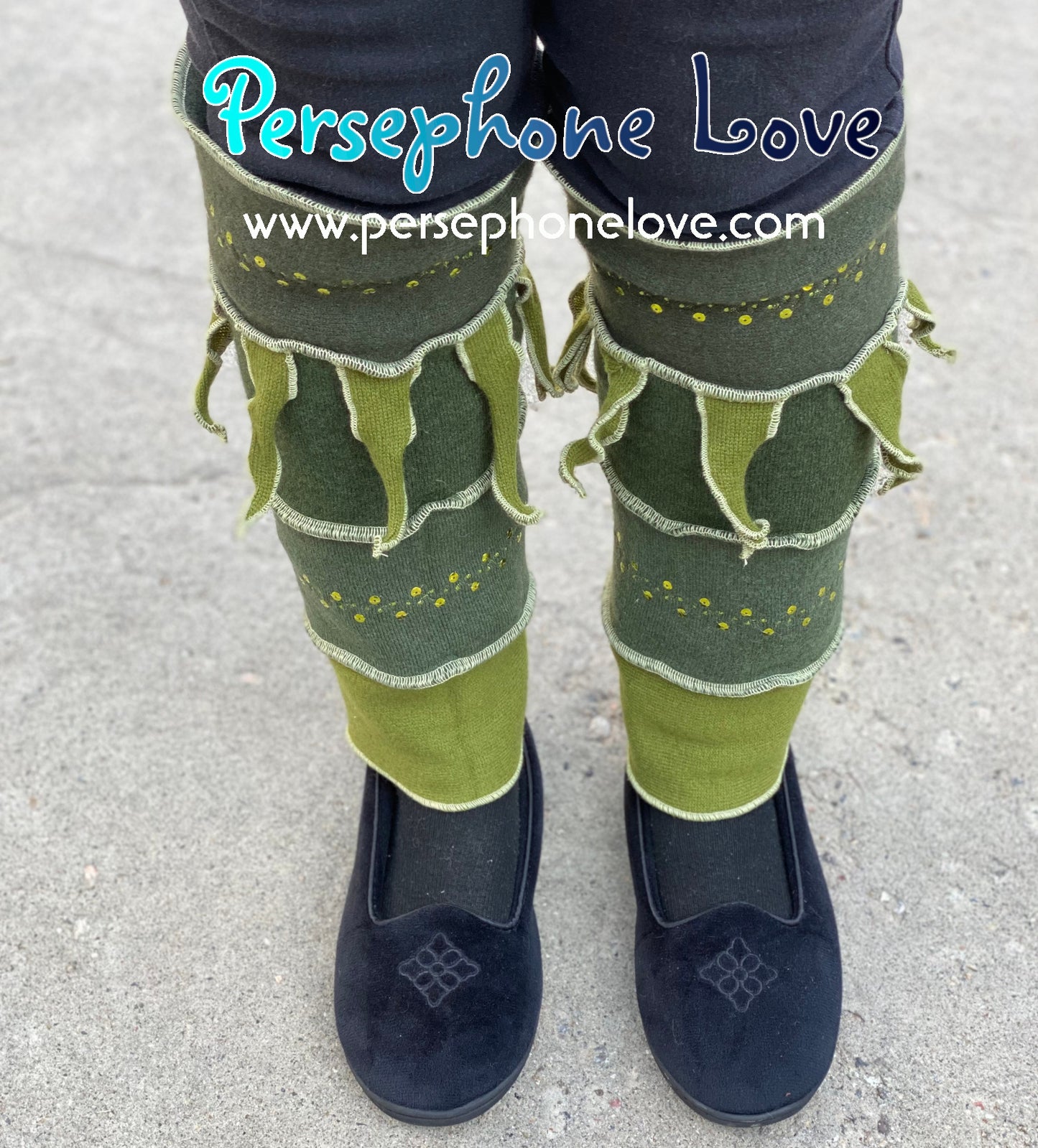 Katwise-inspired green 100% felted cashmere leg warmers-1476