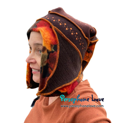Katwise inspired brown felted 100% cashmere sequins pixie jester hat-1485